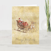 Carte Poussière d'Or Étincelle Confettis Père Noël Traîn (Devant)