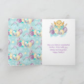 Carte Poussin à l'aquarelle et fleurs Joyeuses Pâques (Intérieur)