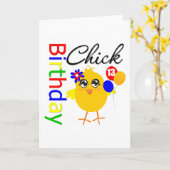 Carte Poussin d'anniversaire 13 années (Fleur jaune)