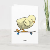 Carte Poussin patineur avec planche à roulettes (Dos)