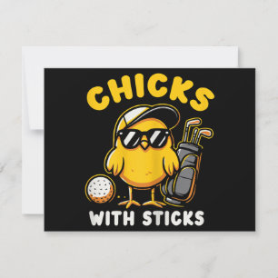 Carte Poussins Avec Bâtons Golfer Girl Golf Club Gol