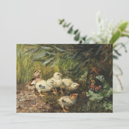 Carte Poussins et papillon | Franz Xaver Birkinger (Debout devant)