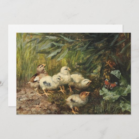 Carte Poussins et papillon | Franz Xaver Birkinger (Devant / Derrière)