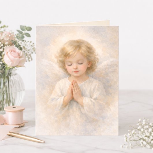 Carte Praying Angel Child Watercolor Religious