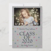 Carte Pré-K Grad Simple Photo Lin Gray Effect Tissu (Devant)