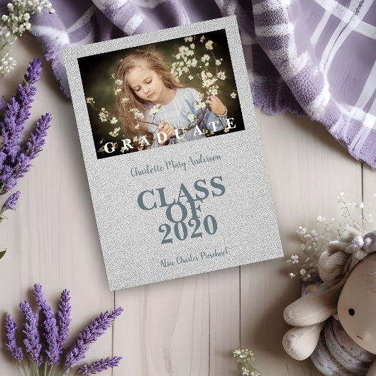 Carte Pre-K Graduation Simple Photo Gray Textile Texture