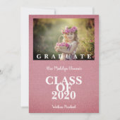 Carte Pre-K Graduation Simple Photo Pink Textile Texture (Devant)