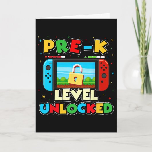 Carte Pre-k Level Unlocked Video Gamer Boys Kids Ck To S (Devant)