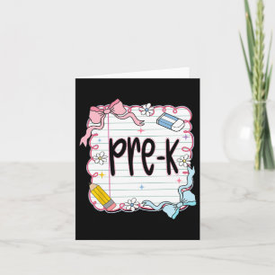 Carte Pré-k Retour À L'École Coquette Bow Carnet Preppy