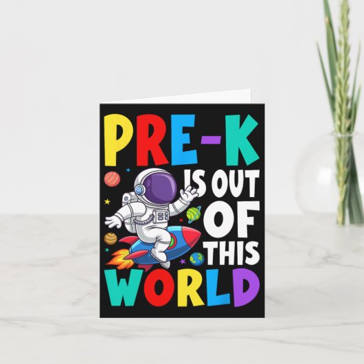 Carte Pré-k sort de ce monde mignon astronaute retour ve (Devant)