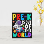 Carte Pré-k sort de ce monde mignon astronaute retour ve (Fleur jaune)