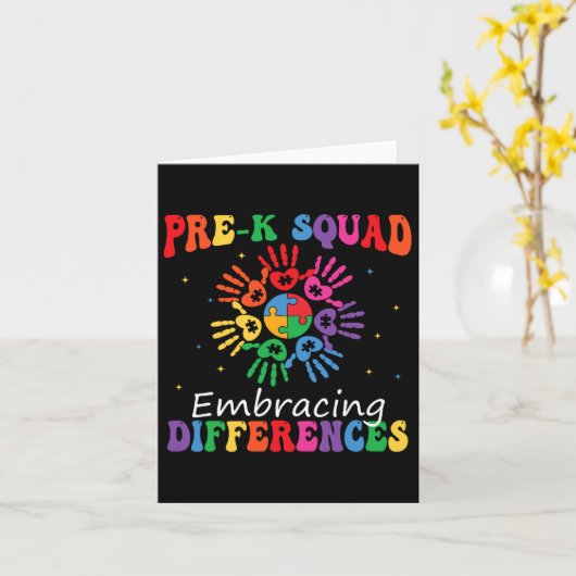 Carte Pré K Squad Accepter les différences Autisme Sped (Fleur jaune)