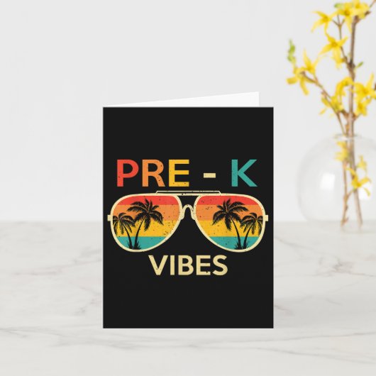 Carte Pré K Vibes Retro Sunset Sungles Retour À L'École (Fleur jaune)