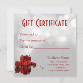 Carte Précieux cadeau de Noël - Certificat cadeau (Dos)