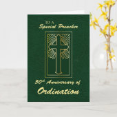 Carte Prédicateur 50e anniversaire de l'ordination Vert (Fleur jaune)