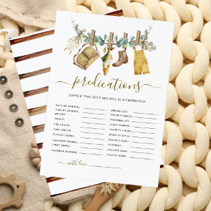 Carte Prédictions du Baby shower de pêche rustique des b