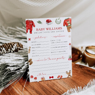 Carte Prédictions et conseils Baby shower de Noël Jeu