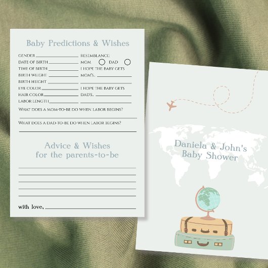 Carte Prédictions et désirs pour bébé Baby shower d'aven