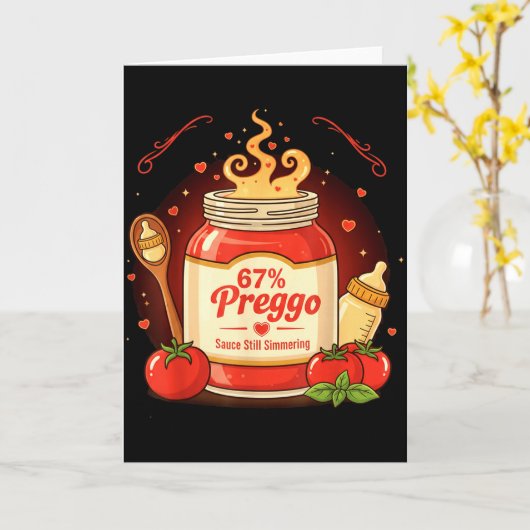 Carte Preggo Sauce Pasta Pregnancy Announcement Funny 67 (Fleur jaune)