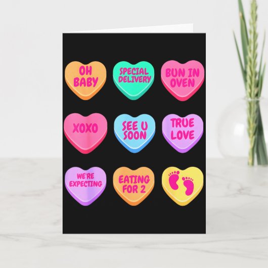Carte Pregnancy Announcement Hearts Candy Valentines Bab (Devant)