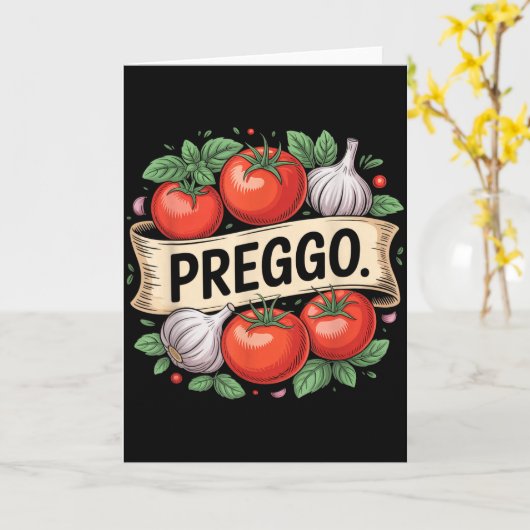 Carte Pregnancy Announcement Prego Pasta Sauce Funny Pre (Fleur jaune)