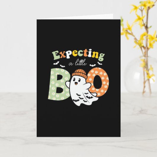 Carte Pregnant Mom To Be Little Boo Funny Halloween Desi (Fleur jaune)