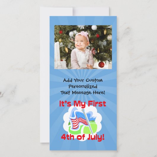 Carte Premier 4 juillet Bébé bleu coloré (Devant)