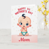Carte premier âge bébé pois (Fleur jaune)