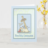 Carte Premier agneau de communion (Fleur jaune)