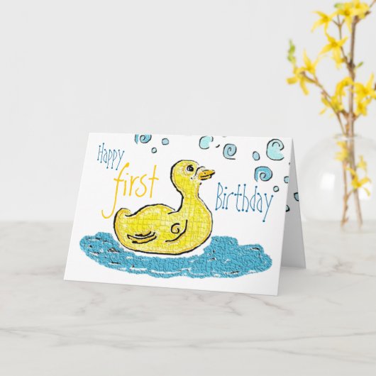 Carte Premier anniversaire (Fleur jaune)