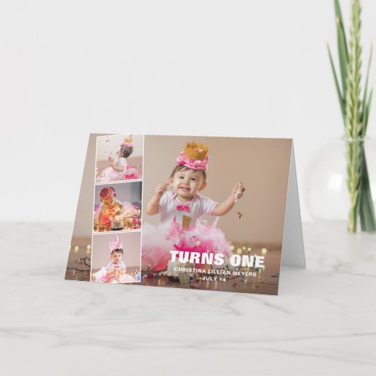 Carte Premier anniversaire 4 Collage photo Anniversaire  (Devant)