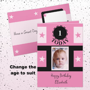 Carte Premier anniversaire ajouter nom photo 1 aujourd'h