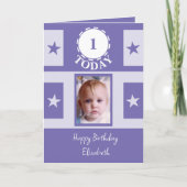 Carte Premier anniversaire ajouter nom photo 1 aujourd'h (Devant)