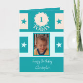 Carte Premier anniversaire ajouter nom photo 1 aujourd'h (Devant)