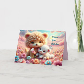 Carte Premier anniversaire avec des ours de jouets