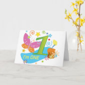 Carte Premier anniversaire bébé d'un an (Fleur jaune)