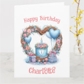 Carte Premier anniversaire de bébé - Couronne de fleurs  (Fleur jaune)