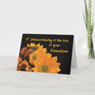Carte Premier anniversaire de la perte du petit-fils Pap