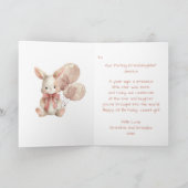 Carte Premier anniversaire de lapin  (Intérieur)