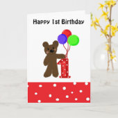 Carte Premier anniversaire de Petit Ours (Fleur jaune)