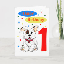 Premier anniversaire d'enfant Chiot mignon et conf