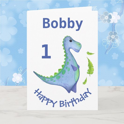 Carte Premier anniversaire Dinosaur Personnaliser le nom
