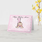 Carte Premier anniversaire du bébé (Fleur jaune)