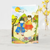 Carte Premier anniversaire du bébé coréen (Fleur jaune)