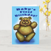 Carte Premier anniversaire du bébé - Garçon (Fleur jaune)