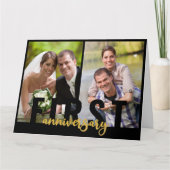 Carte Premier anniversaire du Mariage 2 Photo Gold Scrip (Devant)
