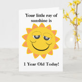 Carte Premier anniversaire du soleil (Fleur jaune)