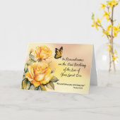 Carte Premier Anniversaire En Mémoire Religieux Rose (Fleur jaune)