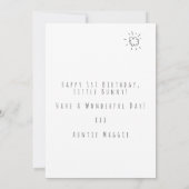 Carte premier anniversaire fleurs et lapin (Dos)