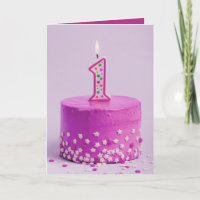 Premier anniversaire gâteau rose et bougie